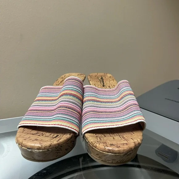 Arizona Jean Co. Multicolor Elastic Striped Cork Wedge Slide Sandals - Women - Picture 13 of 13